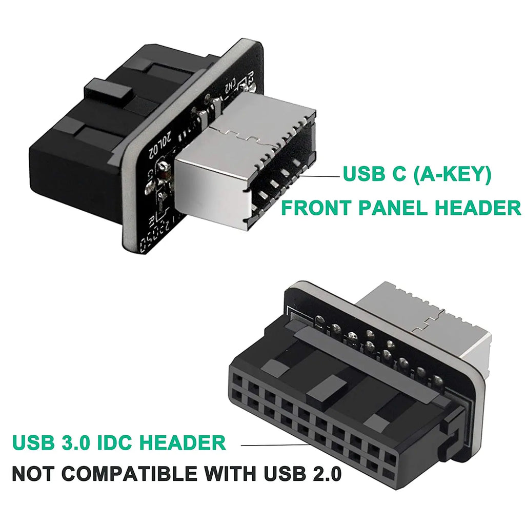USB3.0 Internal Header to USB 3.1/3.2 Type C Front Type E Adapter 20pin to 19pin