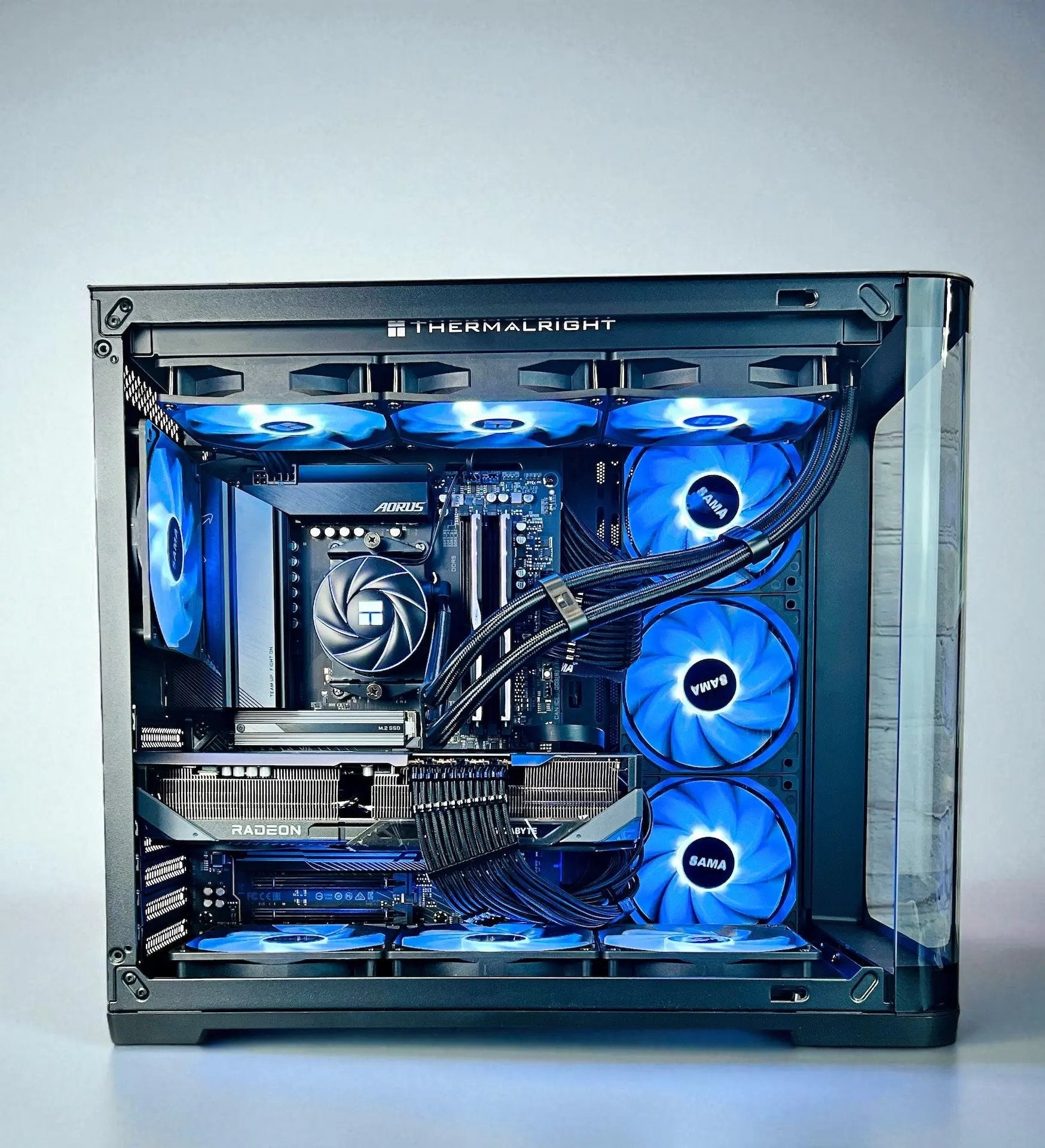 RX 9070 XT Ryzen 7700X 32GB DDR5 2TB M.2 Win 11 Pro Gaming PC Black Tustin Systems