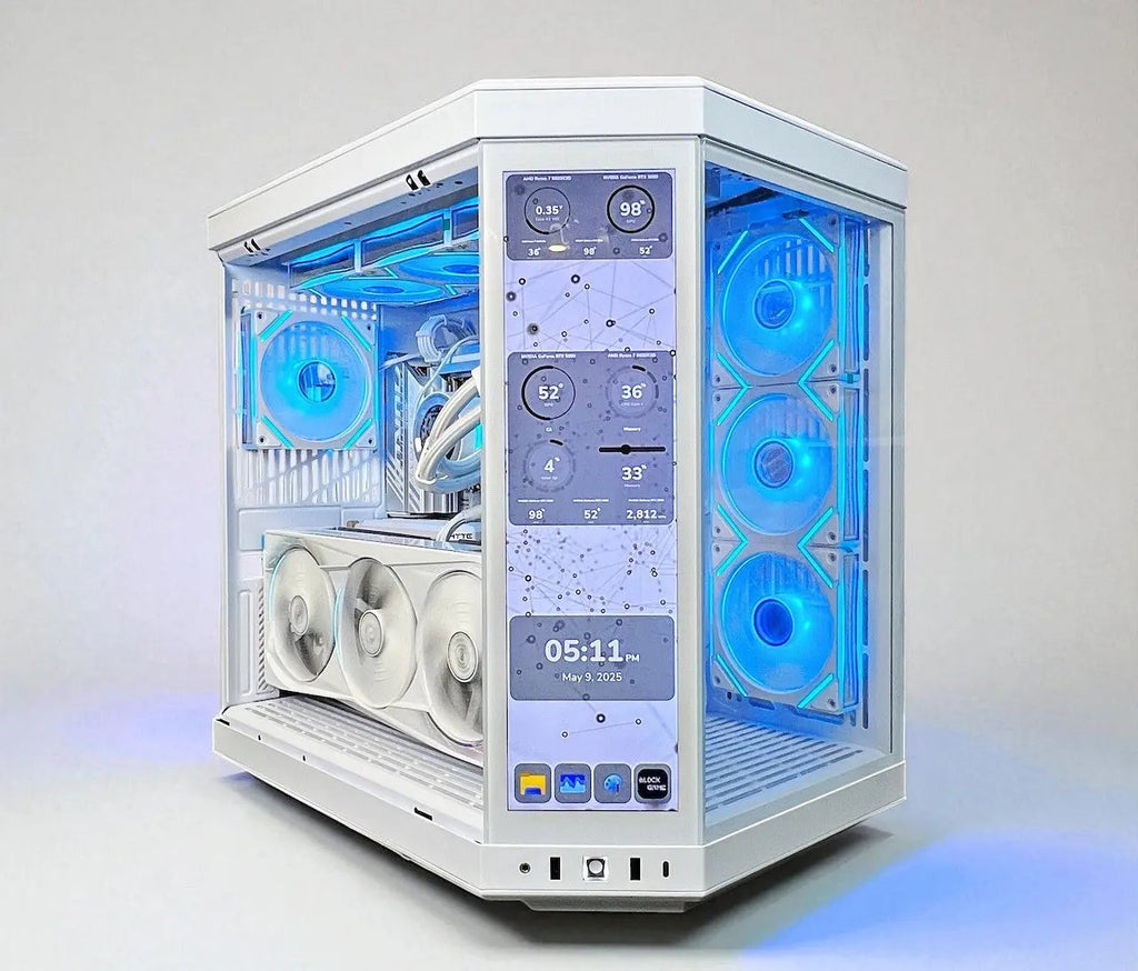 RTX 5090 MASTER ICE 9800X3D 64GB DDR5 2TB M.2 WIFI 7 HYTE Y70 TOUCH INFINITE Tustin Systems